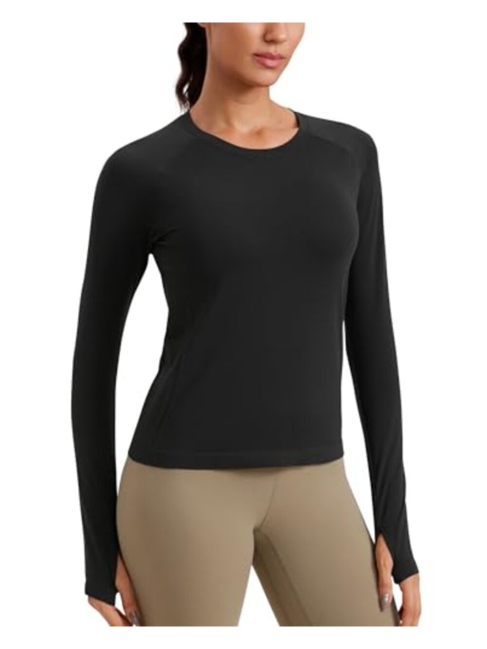 Seamless Long Sleeve Slim Fit Activewear Top Thumbholes Mesh